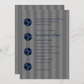 Bar Mitzvah Navy Blue and Black Soccer Ball Einladung (Vorne/Hinten)