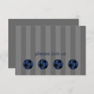 Bar Mitzvah Navy Blue and Black Soccer Ball Einladung