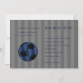 Bar Mitzvah Navy Blue and Black Soccer Ball Einladung (Vorderseite)