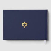 Bar Mitzvah Navy Blue Faux Gold Star of David Boy Gästebuch (Rückseite)