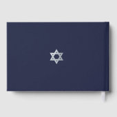 Bar Mitzvah Navy Blue Faux Silver Star of David Gästebuch (Rückseite)