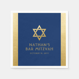 Bar Mitzvah Navy Blue Gold Moderne Klassik Custom Serviette