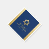 Bar Mitzvah Navy Blue Gold Moderne Klassik Custom Serviette (Ecke)