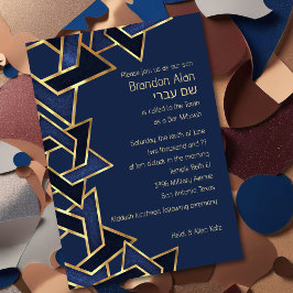 Bar Mitzvah Navy Blue Gold Star von David Einladung