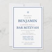 Bar Mitzvah Navy Blue Hebrew Jüdische Einladung (Vorderseite)