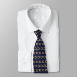 Bar Mitzvah Navy Blue Imitate Gold Star von David  Krawatte