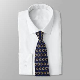 Bar Mitzvah Navy Blue Imitate Gold Star von David Krawatte