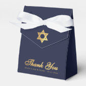 Bar Mitzvah Navy Blue Imitats Gold Star Vielen Dan Geschenkschachtel (Vorderseite)