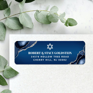 Bar Mitzvah Navy Blue Ombre Agate Return Address