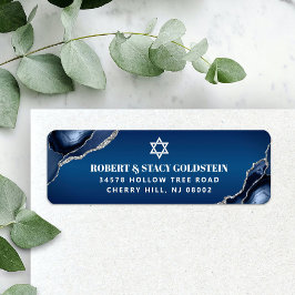 Bar Mitzvah Navy Blue Ombre Agate Rücksendeadresse