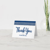Bar Mitzvah Navy Blue Silver Tallit Script Modern Dankeskarte (Vorderseite)