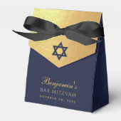 Bar Mitzvah Navy Blue Star of David Faux Gold Foil Geschenkschachtel (Vorderseite)
