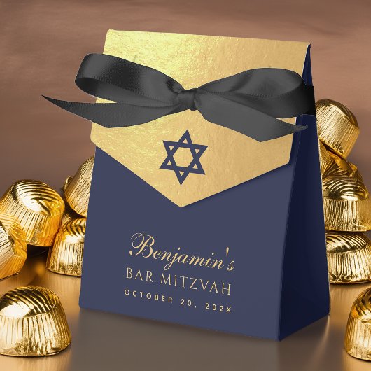 Bar Mitzvah Navy Blue Star of David Faux Gold Foil Geschenkschachtel