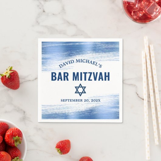Bar Mitzvah Navy Typografie Blue Foil Bold Modern Serviette (Beispiel)