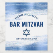 Bar Mitzvah Navy Typografie Blue Foil Bold Modern Weinetikett (Einzelnes Label)