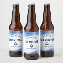 Bar Mitzvah Navy Typografie Bold Blue Foil Modern Bierflaschenetikett