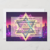 Bar Mitzvah Neon City Skyline Einladung (Vorderseite)