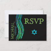 Bar Mitzvah Neon Green Gebet Shawl UAWG RSVP Karte (Vorderseite)