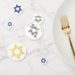 Bar Mitzvah oder Schläger Mitzvah Konfetti<br><div class="desc">Bar Mitzvah oder Schläger Mitzvah Dekorationen sollten diesen festlichen Davidsstern Tabelle Confetti mit optionalem personalisiertem Text mit einschließen.  Blauer und weißer,  silberner und Golddoppelseitiger Sternentwurf lässt kundengebundene Wahlen zu.</div>