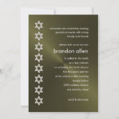 Bar Mitzvah Olive Sheen Silver Stars von David Einladung (Vorderseite)