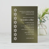 Bar Mitzvah Olive Sheen Silver Stars von David Einladung (Stehend Vorderseite)
