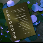 Bar Mitzvah Olive Sheen Silver Stars von David Einladung<br><div class="desc">Bar Mitzvah und Bat Mitzvah laden Sets von Umua entworfen ein. Gedruckt und ausgeliefert von Zazzle oder seinen Partnern.</div>