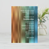 Bar Mitzvah orange grün-blaue Streifen Einladung (Stehend Vorderseite)