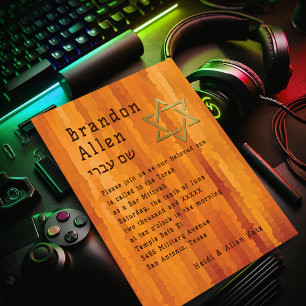 Bar Mitzvah Orange Streaks Einladung