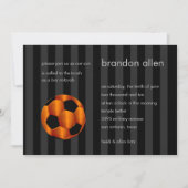 Bar Mitzvah Orange und Black Soccer Ball Einladung (Vorderseite)