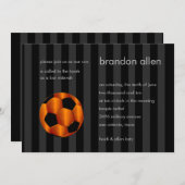 Bar Mitzvah Orange und Black Soccer Ball Einladung (Vorne/Hinten)