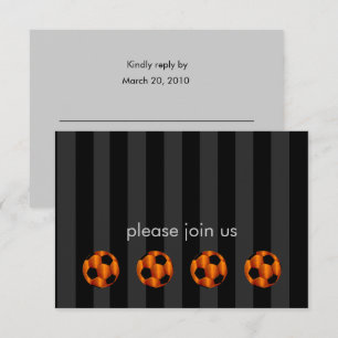 Bar Mitzvah Orange und Black Soccer Ball Einladung