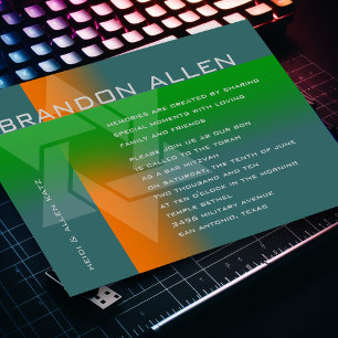 Bar Mitzvah Orange und Green auf jeder Farbe Einladung