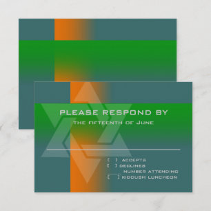 Bar Mitzvah Orange und Green auf jeder Farbe RSVP Karte