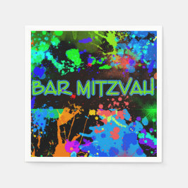 Bar Mitzvah Paint Spritzer, Paint Ball Paper Napki Serviette