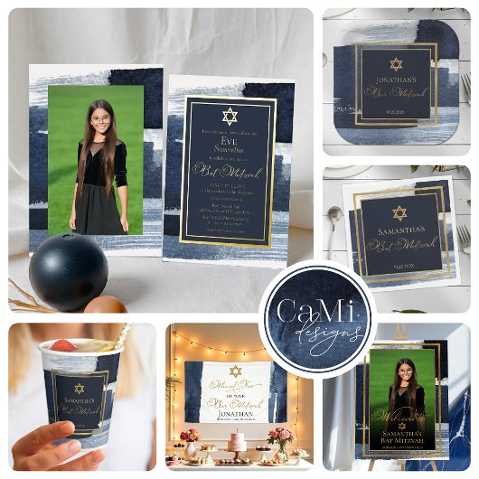 Bar Mitzvah Paper Cups | Abstraktes Blau Pappbecher