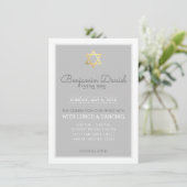 BAR MITZVAH PARTY Goldstar grau - Benjamin Daniel Einladung (Stehend Vorderseite)