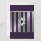 Bar Mitzvah Plum und Silver Stripe Star von David Einladung (Vorderseite)
