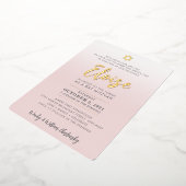 BAR MITZVAH pretty pale pink ombre gold star Folieneinladung (Gedreht)