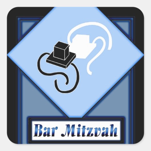 Bar Mitzvah Quadratischer Aufkleber (Vorderseite)