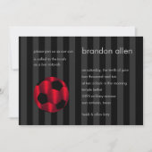 Bar Mitzvah Red and Black Soccer Ball Einladung (Vorderseite)