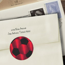 Bar Mitzvah Red and Black Soccer Ball Runder Aufkleber