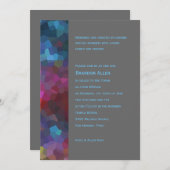 Bar Mitzvah Red Lila Blue Gray Abstract Design Einladung (Vorne/Hinten)