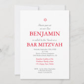 Bar Mitzvah Red Pattern Star von David Jewish Einladung (Vorderseite)