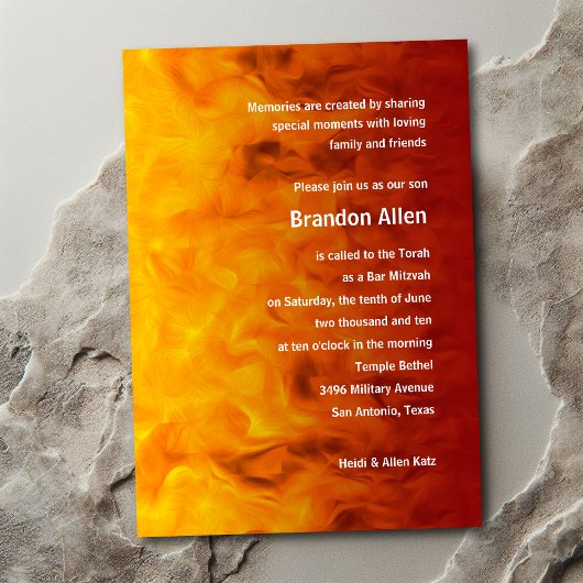 Bar Mitzvah Red und Orange Einladung