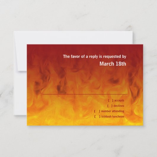 Bar Mitzvah Red und Orange UAWG RSVP Karte (Vorderseite)