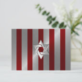 Bar Mitzvah Red und Silver Strip mit Star Einladung (Stehend Vorderseite)
