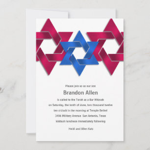 Bar Mitzvah Red White Blue Star von David Einladung