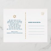 Bar Mitzvah Rett Datum Turquoise Agate Real Gold Folie Einladungspostkarte (Rückseite)