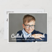 Bar Mitzvah rief an die Tora Modernes Foto Einladungspostkarte (Vorne/Hinten)