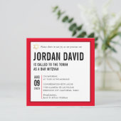 BAR MITZVAH Rotmaroon Einladung (Stehend Vorderseite)